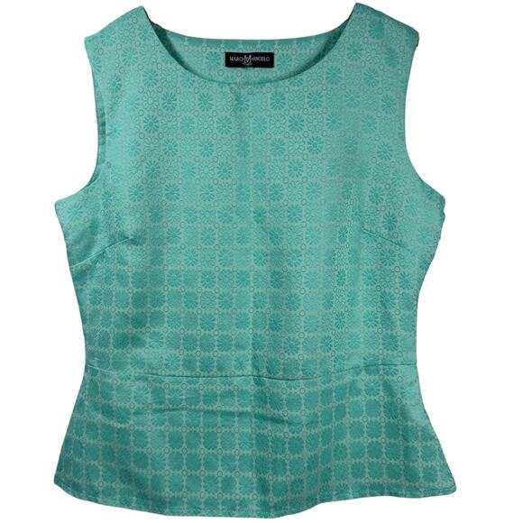 Marc Angelo Tops - Mark Angelo Vintage Top Women M Blue Floral Zip Closure Peplum Y2K 70s Spring